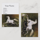 Carte De Visite Un Stallion Arabe Gris Gallophile Avec Chiens, Per (Devant / Derrière)