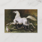 Carte De Visite Un Stallion Arabe Gris Gallophile Avec Chiens, Ver (Dos)