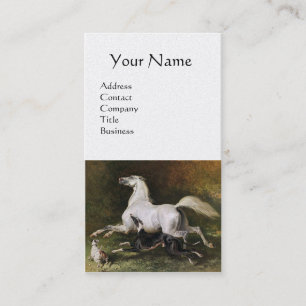 Carte De Visite Un Stallion Arabe Gris Gallophile Avec Un Monogram