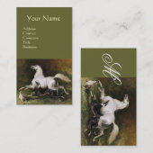 Carte De Visite Un Stallion Arabe Gris Gallophile Avec Un Monogram (Devant / Derrière)
