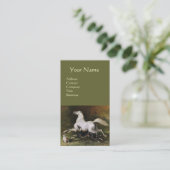 Carte De Visite Un Stallion Arabe Gris Gallophile Avec Un Monogram (Debout devant)