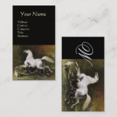 Carte De Visite Un Stallion Arabe Gris Gallophile Avec Un Monogram (Devant / Derrière)