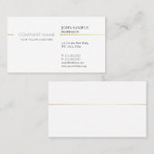 Carte De Visite Une entreprise moderne élégante, blanche et or sim (Devant / Derrière)