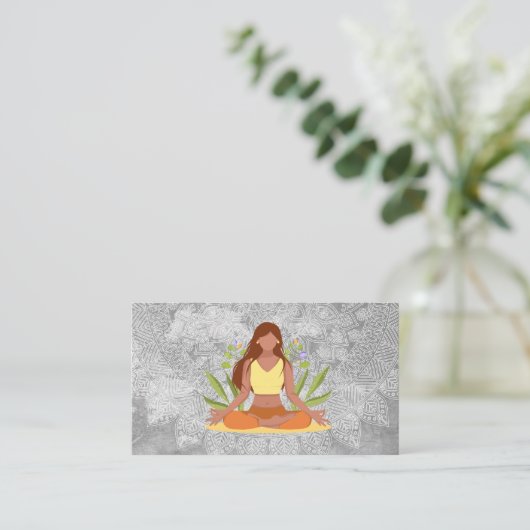 Carte De Visite Une femme en train de méditer | Motif tribal (Debout devant)