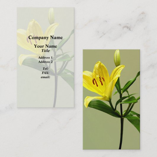 Carte De Visite Une Lys Jaune (Devant / Derrière)
