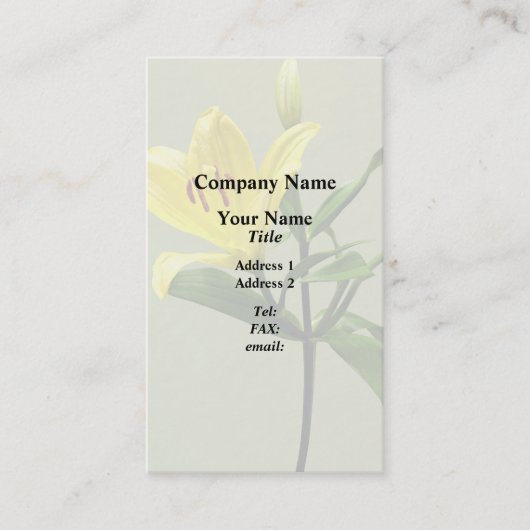 Carte De Visite Une Lys Jaune (Devant)