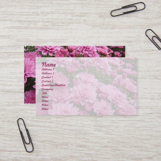 Carte De Visite Une mer de chrysanthèmes roses #2 (Devant/Arrière en situation)