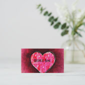Carte De Visite Une mignonne main tiré coeur rose sur une texture (Debout devant)