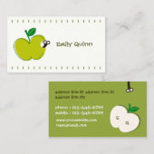 Carte De Visite une pomme verte et un petit ver (Devant / Derrière)
