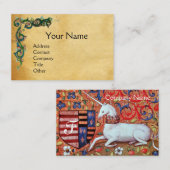 Carte De Visite UNICORN /Antique Floral Brown Parchemin Monogramme (Devant / Derrière)