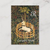 Carte De Visite UNICORN /Antique Floral Brown Parchemin Monogramme (Dos)
