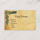 Carte De Visite UNICORN /Antique Floral Brown Parchemin Monogramme (Devant)