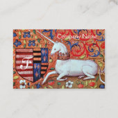 Carte De Visite UNICORN Antique Rouge Bleu Parchemin Floral Monogr (Dos)