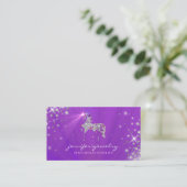 Carte De Visite Unicorn cheval étinceler joaillier violet diamant (Debout devant)