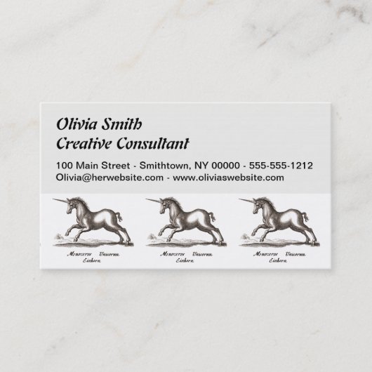 Carte De Visite Unicorn Classic Running Magic Woodland Créature (Devant)