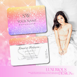 Carte De Visite Unicorn coloré Pastel Arc-en-ciel Initiales de Par