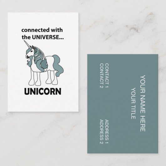 Carte De Visite Unicorn Connecté Avec L'Unicorne Universe (Devant / Derrière)