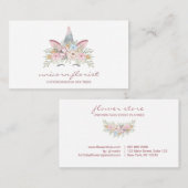 Carte De Visite Unicorn Fleurs Magie (Devant / Derrière)