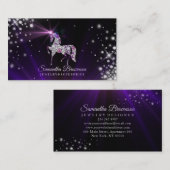 Carte De Visite Unicorn gemmes diamants bijoux violet (Devant / Derrière)