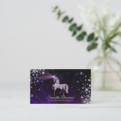 Carte De Visite Unicorn gemmes diamants bijoux violet (Debout devant)