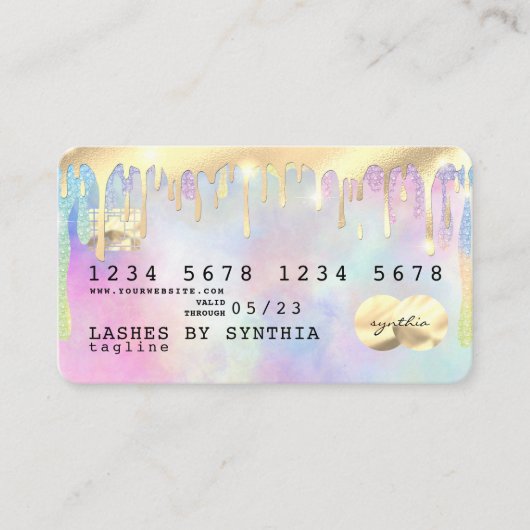 Carte De Visite Unicorn gouttes de parties scintillant d'aquarelle (Devant)