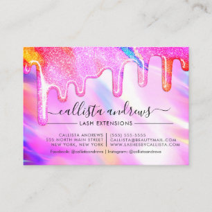 Carte De Visite Unicorn Holographic Parties scintillant Drips Lash