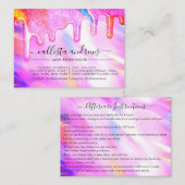 Carte De Visite Unicorn Holographic Parties scintillant Drips Lash (Devant / Derrière)