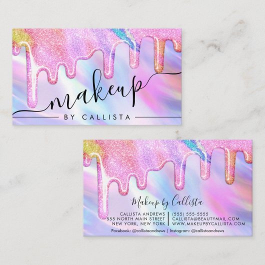 Carte De Visite Unicorn Holographique Épais Parties scintillant go (Devant / Derrière)