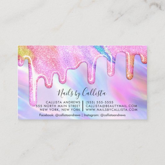 Carte De Visite Unicorn Holographique Épais Parties scintillant  o (Dos)