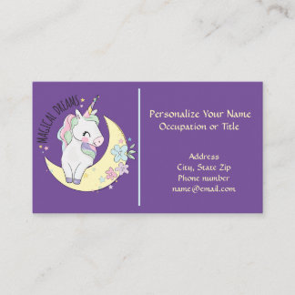 Carte De Visite Unicorn Magique Dreams mignonne Baby Pegasus Cheva