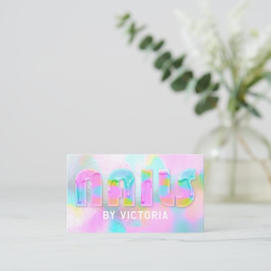 Carte De Visite Unicorn Nails Parties scintillant Dripography Nail (Debout devant)