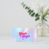Carte De Visite Unicorn Rainbow Pastel Holographic Logo (Debout devant)