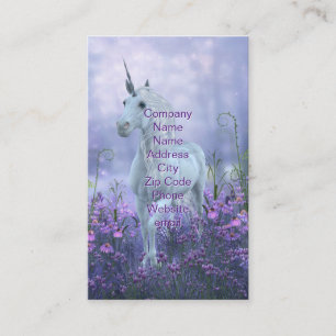 Carte De Visite Unicorne aux fleurs violettes