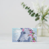 Carte De Visite Unicorne et Rose (Debout devant)