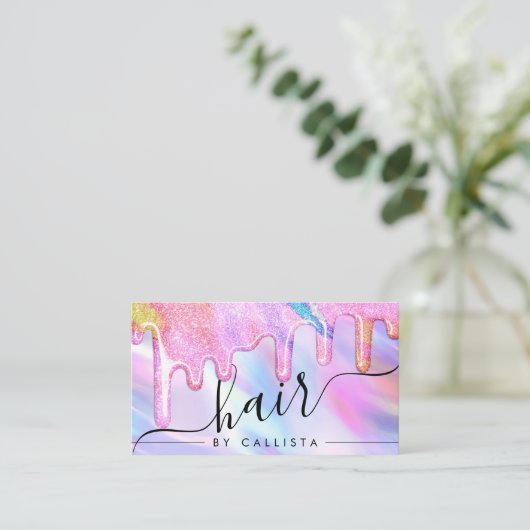 Carte De Visite Unicorne Holographique épaisse Parties scintillant (Debout devant)