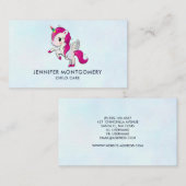 Carte De Visite Unicorne rose mignonne avec ailes (Devant / Derrière)