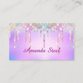 Carte De Visite Unicorne rose mignonne Parties scintillant arc-en- (Devant)