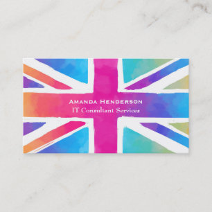 Carte De Visite Union Jack Flag à Bright Watercolors