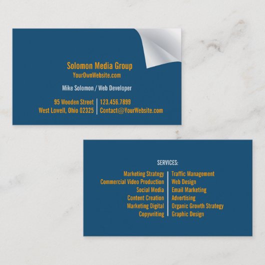 Carte de visite unique (Devant / Derrière)