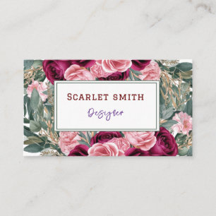 Carte De Visite Unique aquarelle botanique tendance fleurs rustiqu