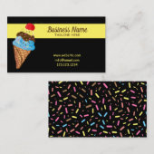 Carte De Visite Unique Black Sprinkles Cerise Ice Cone (Devant / Derrière)
