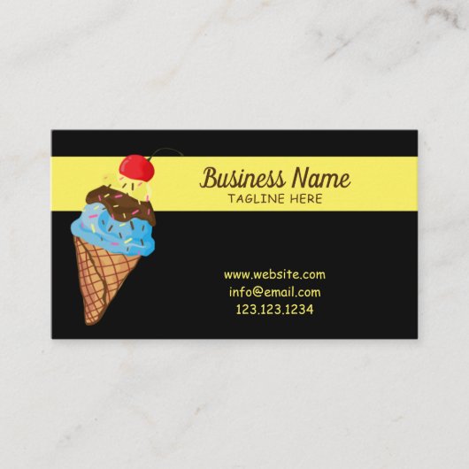 Carte De Visite Unique Black Sprinkles Cerise Ice Cone (Devant)