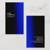 Carte de visite unique bleu vertical noir (Devant / Derrière)
