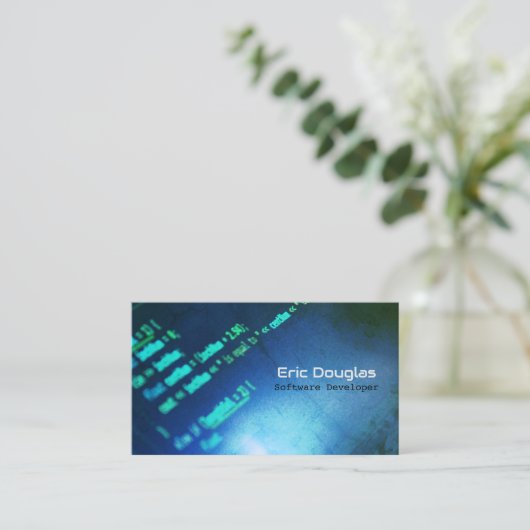Carte De Visite Unique Blue Software Tech Professional QR Code (Debout devant)