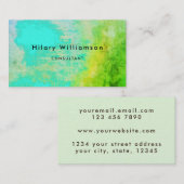 Carte De Visite Unique boho Artistic Grunge Green Aqua Turquoise (Devant / Derrière)