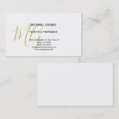 Carte De Visite Unique Calligraphie or couleur Monogramme blanc (Devant / Derrière)