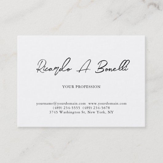 Carte De Visite Unique Classique Simple Blanc Professionnel (Devant)