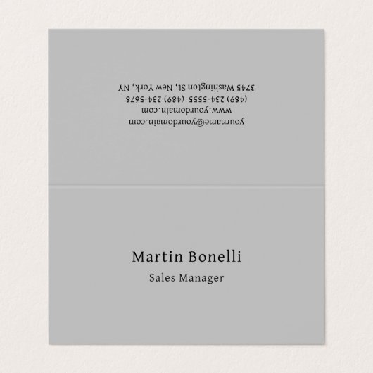 Carte De Visite Unique Classique Simple Gris Deux Côtés (Extérieur déplié)