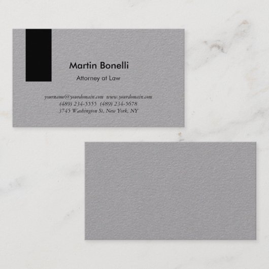 Carte De Visite Unique Classique Simple Noir & Gris (Devant / Derrière)