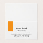 Carte De Visite Unique Classique Simple Orange & Blanc (Extérieur déplié)